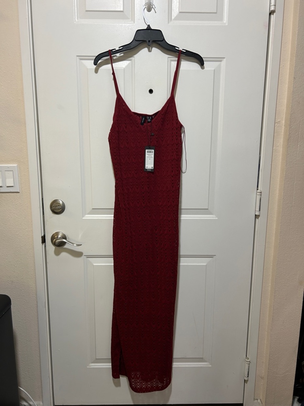 Vero Moda Sun Dried Tomato Crochet/Lace Maxi Dress with Spaghetti Straps